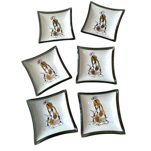 🎉LAST CHANCE🎉 Mid-Century Modern Smoke Glass Mini Plates Set Houze Ash Trays